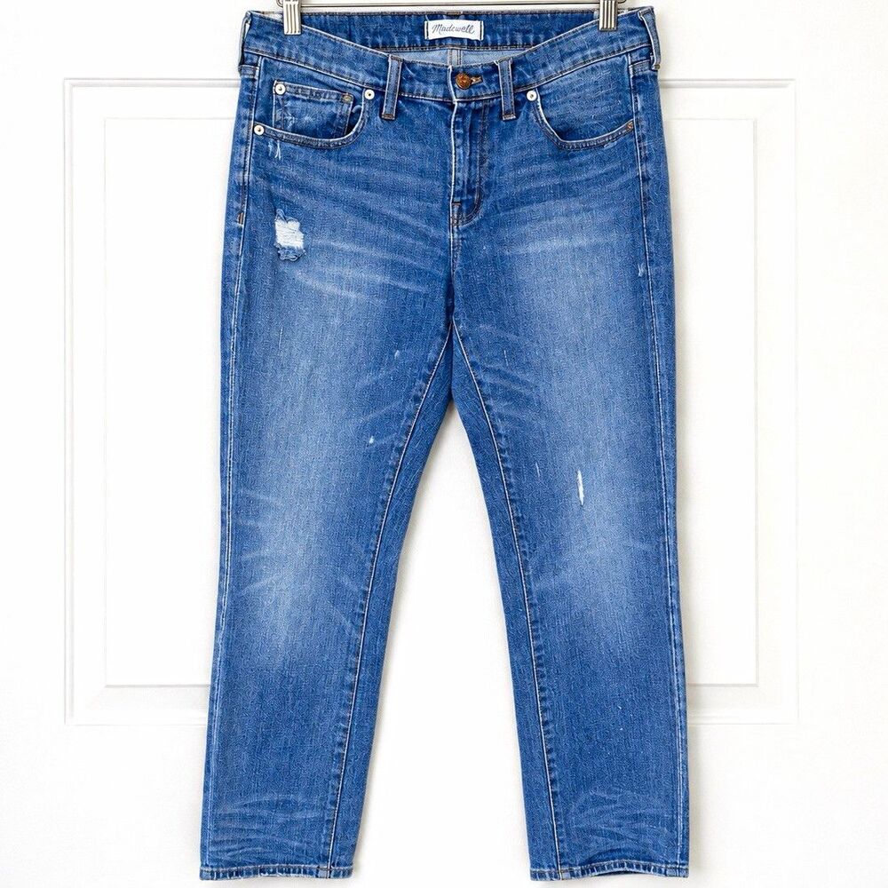 Madewell Women’s Slim Blue Wash Distressed Stretch Denim Jeans Size 28